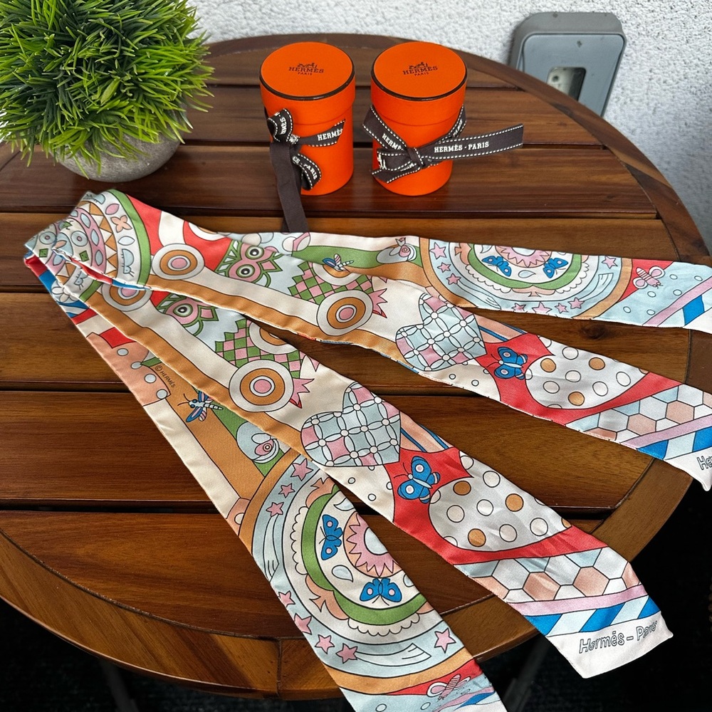 Hermès Colorful Silk Twilly Scarf